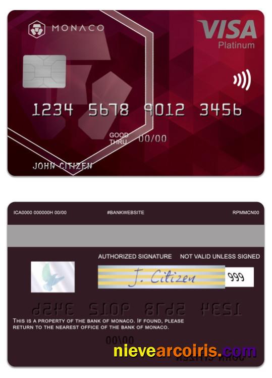 Monaco Bank of Monaco visa platinum card